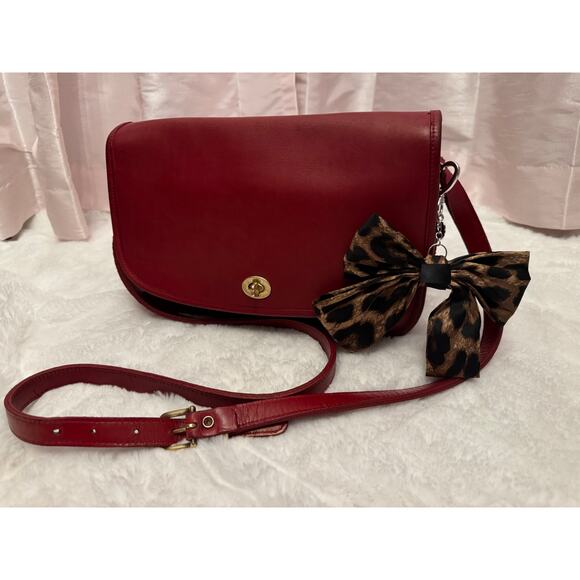 Vintage 1990s Coach 9049 Red Glove-Tanned Leather Crossbody- Revived - Picture 1 of 13